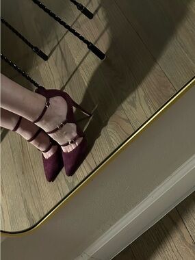 Rachel Zoe Women's Burgundy Strappy Pointed-Toe High Heels